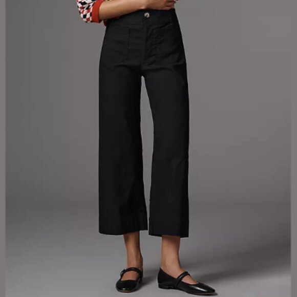 Maeve Colette Magic Fabric Crop Wide-Leg Pants Black Size 24 - Picture 1 of 7